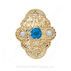 GS341 BT/PL - 14 Karat Gold Slide with Blue Topaz center and Pearl accents 